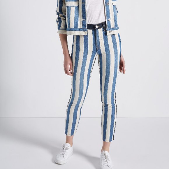 Current Elliott High Waist Stiletto In Bay Stripe - Picture 3 of 9